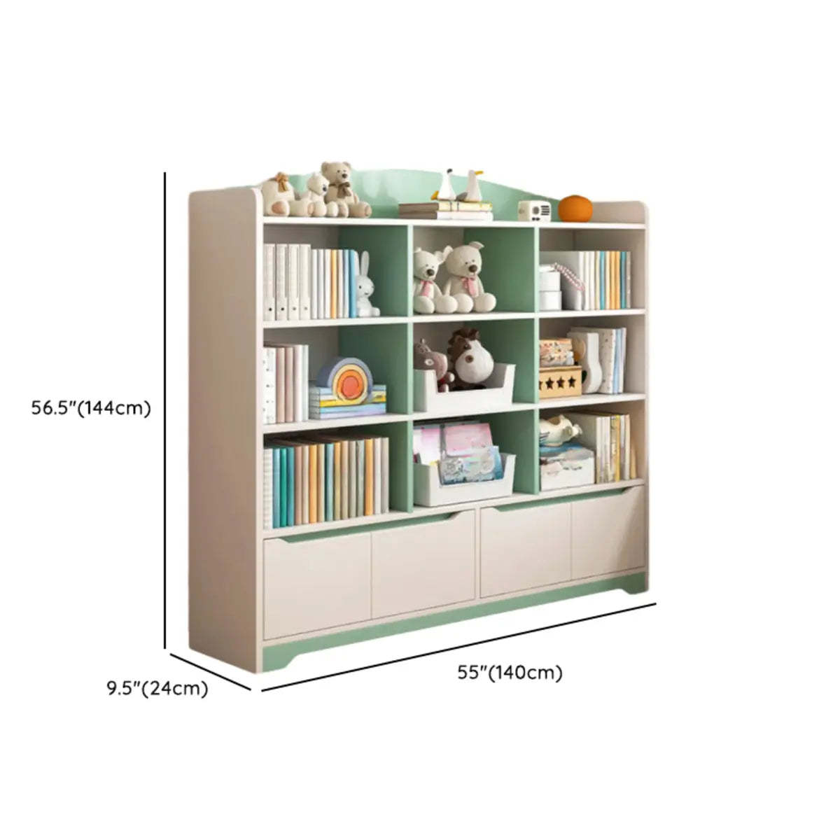 Kids Wood Bookshelf with Drawers