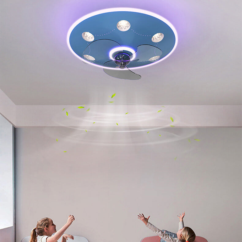 Modern UFO Iron Flush Mount Ceiling Fan Light