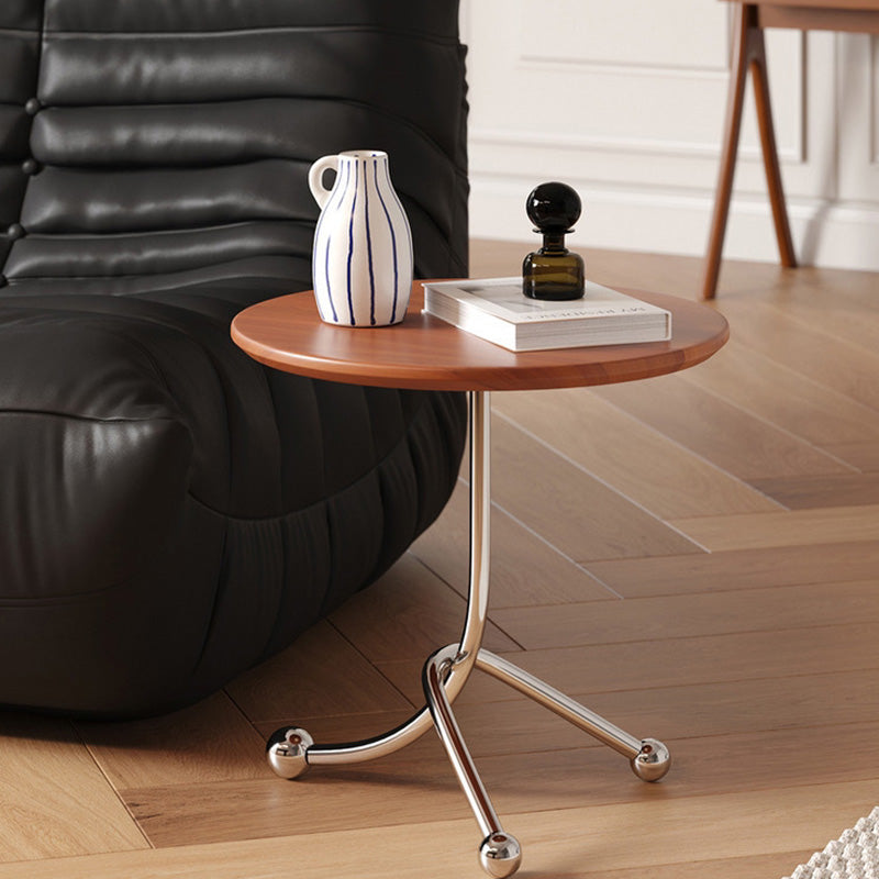 Vintage Wood Stainless Steel Cross-Leg End Table — Black
