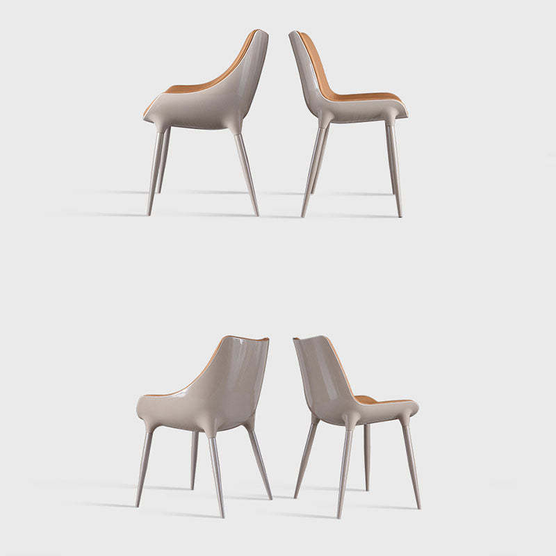 Modern Cowhide Steel Curved Dining Chair