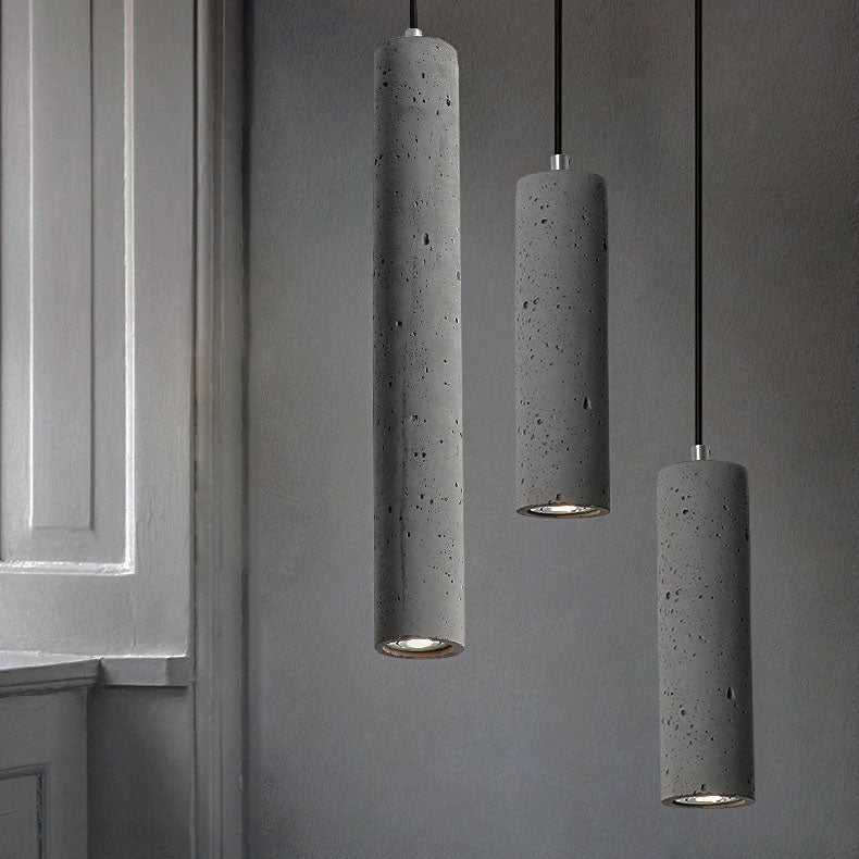 Industrial Textured Cement Cylinder Pendant Light