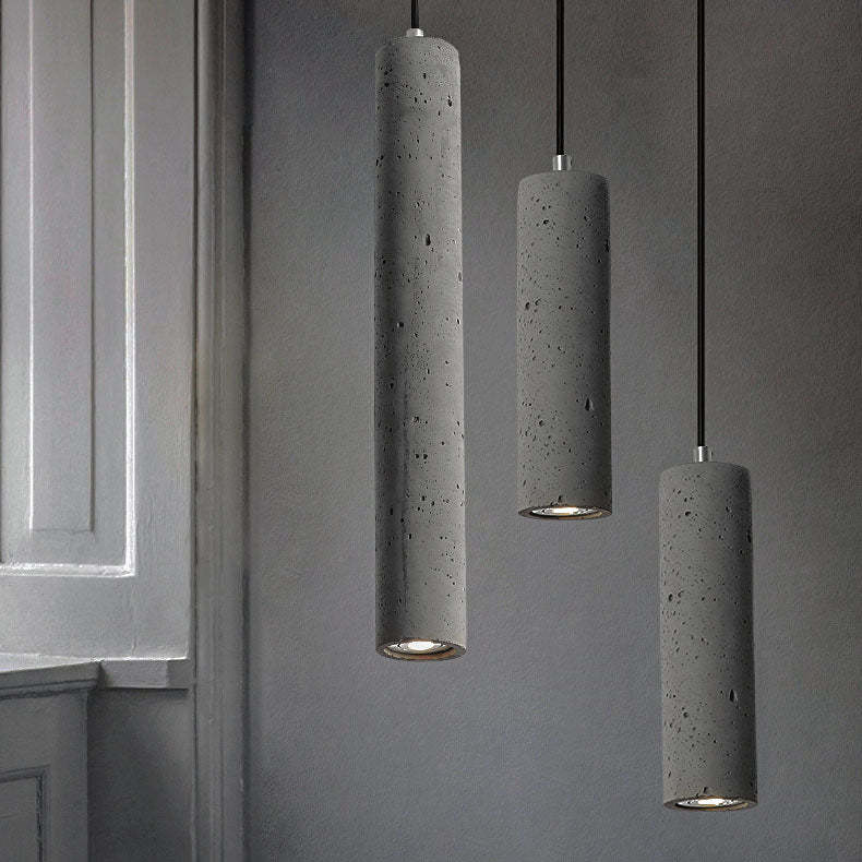 Industrial Textured Cement Cylinder Pendant Light