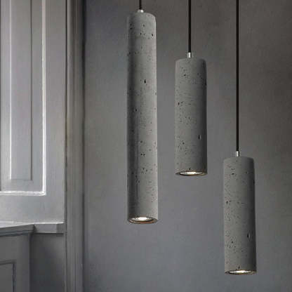 Industrial Textured Cement Cylinder Pendant Light