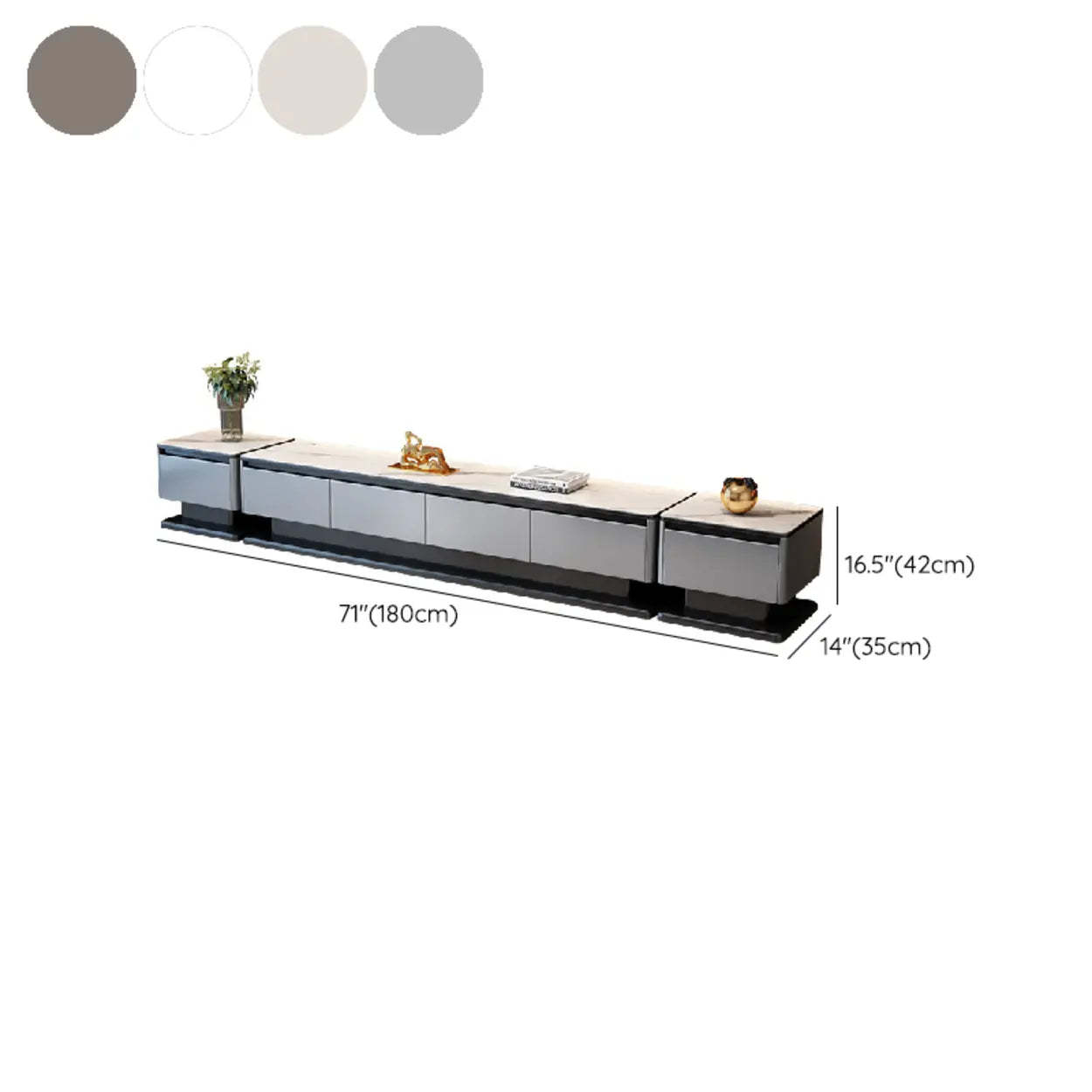 Modern Rectangular Gray Stone TV Stand