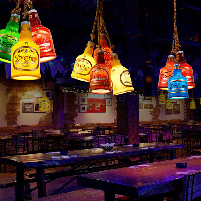 Industrial Colorful Bottle Resin Pendant Light