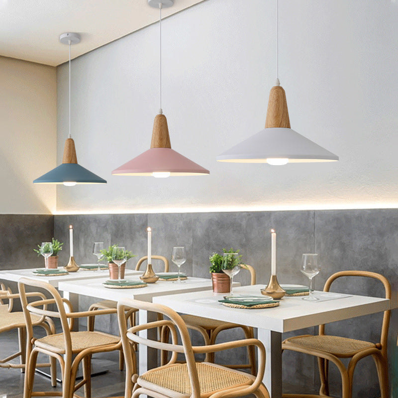 Nordic Macaron Aluminum Wood Pendant Light