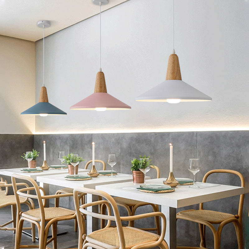 Nordic Macaron Aluminum Wood Pendant Light