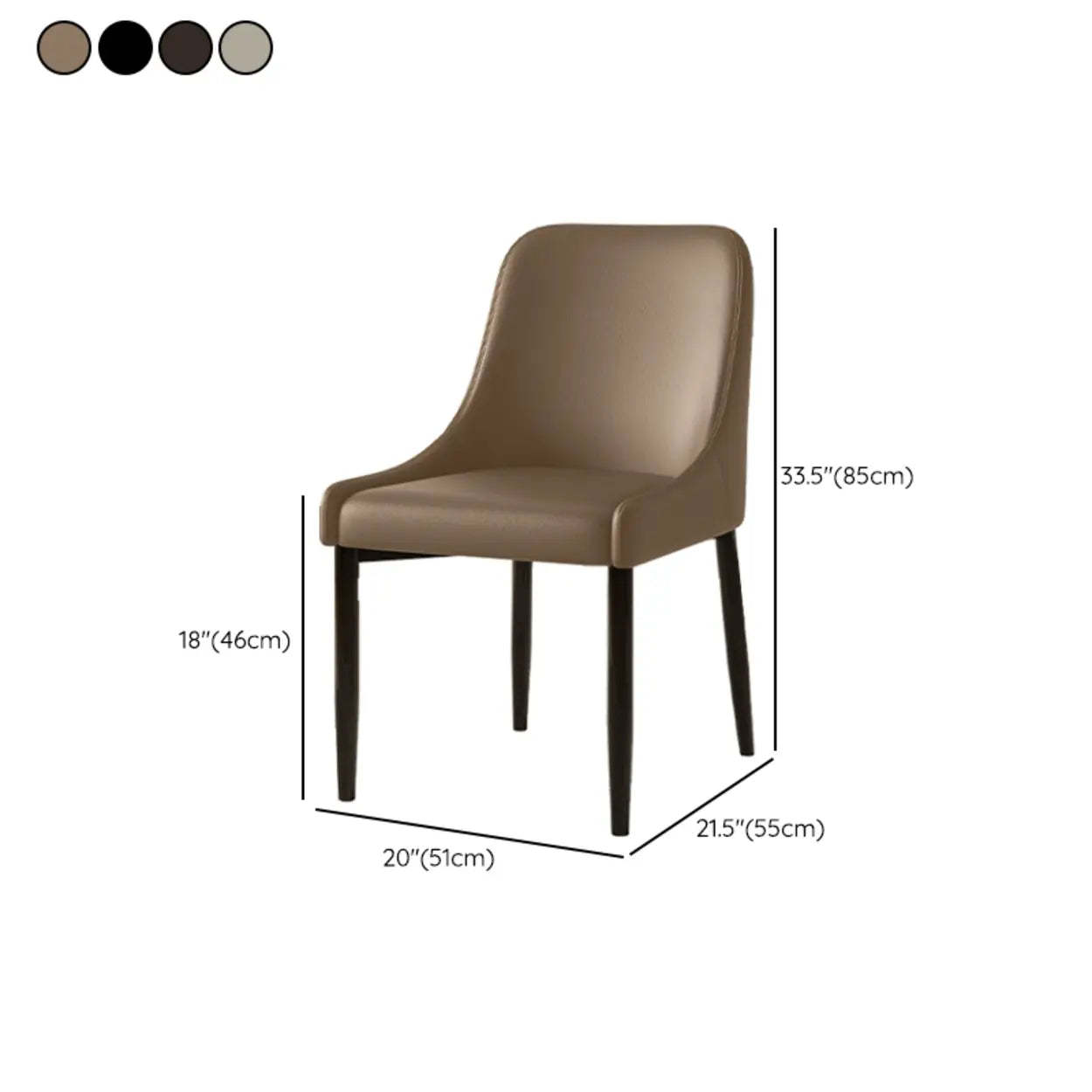 Minimalist Leather Dining Chair with Wood Legs