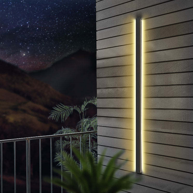 Black Long Strip Metal Waterproof Dimmable Modern Outdoor Wall Lights-Lighom