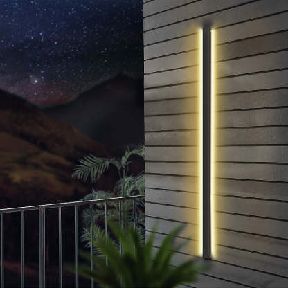 Black Long Strip Metal Waterproof Dimmable Modern Outdoor Wall Lights-Lighom