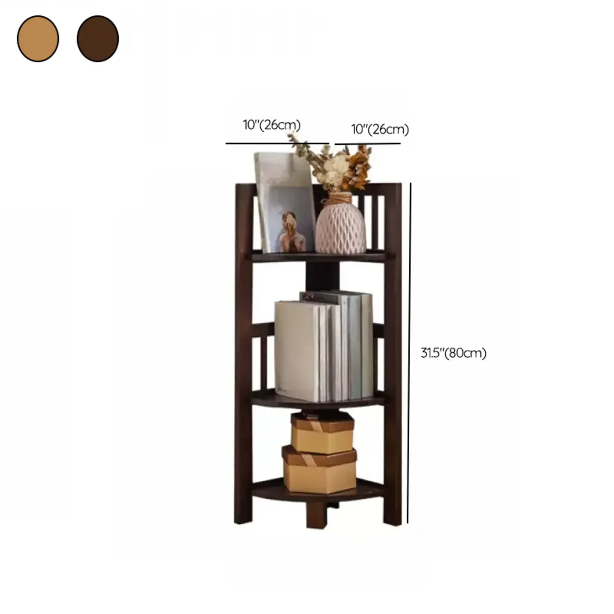 Wooden Triangle Tower Corner Bookcase