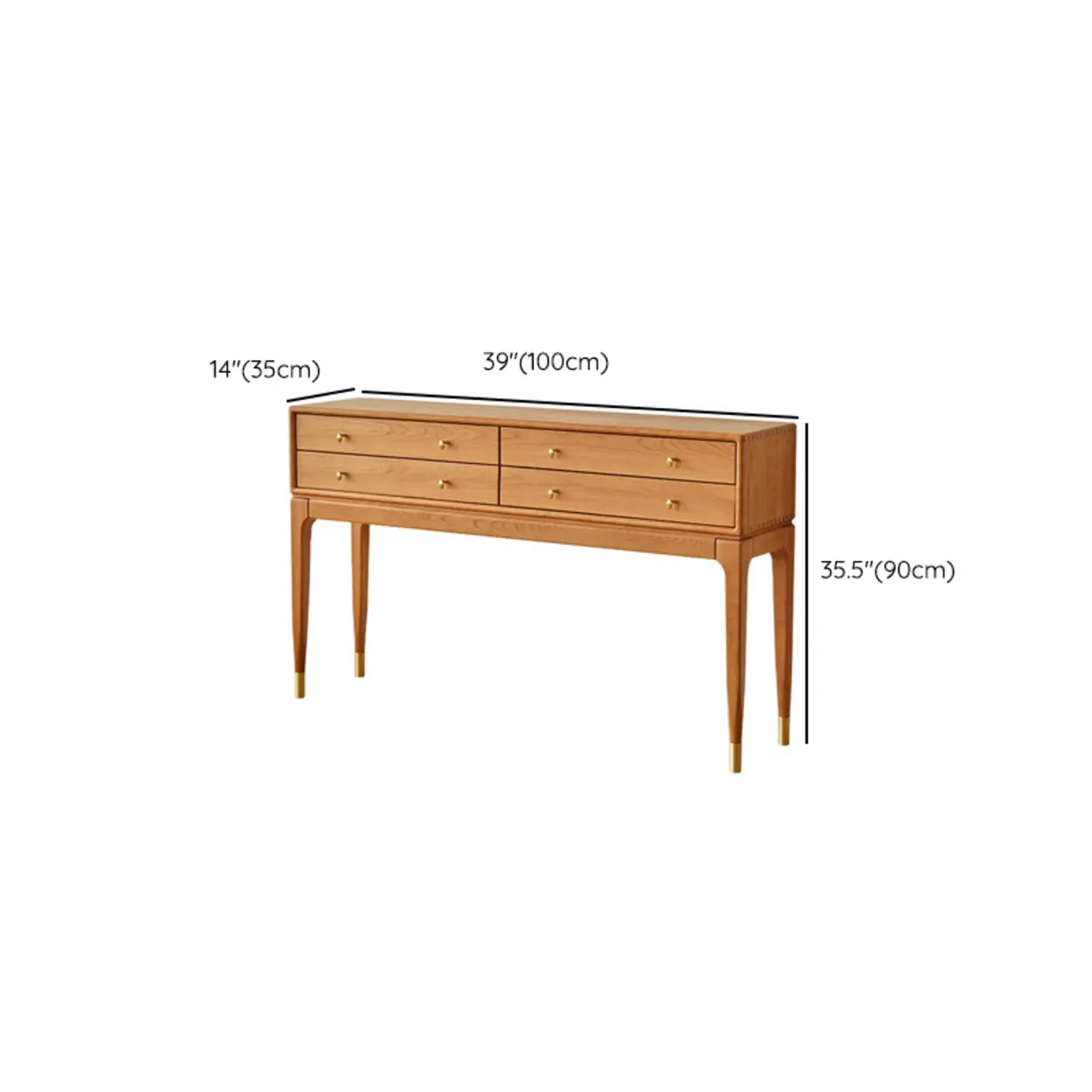 Rectangular Wood Storage Console Table with Drawers #size