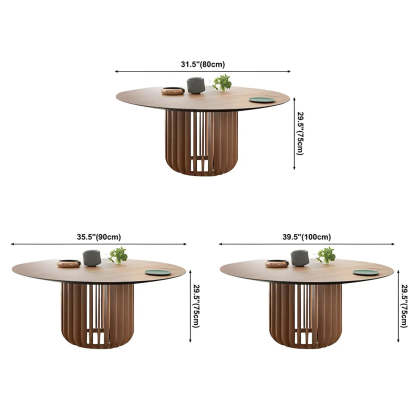 Rustic Round Brown Natural Wood Dining Table
