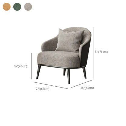 Gray-Black Coarse Linen Curved Back Pillow Accent Chair