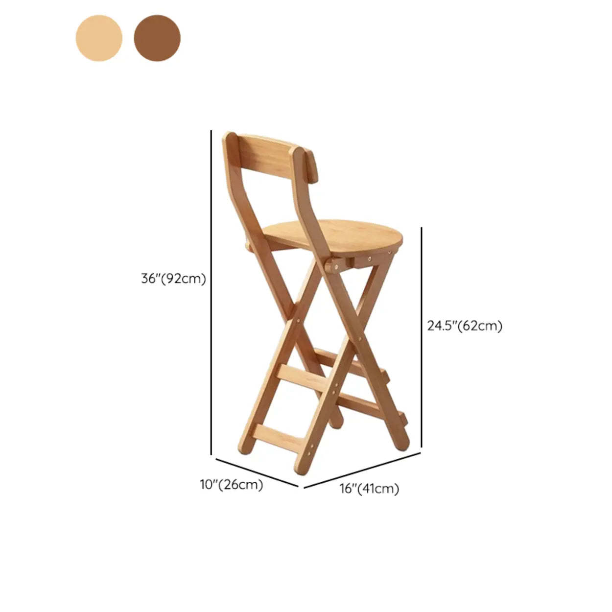 Foldable Round Wood Armless Bar Stool
