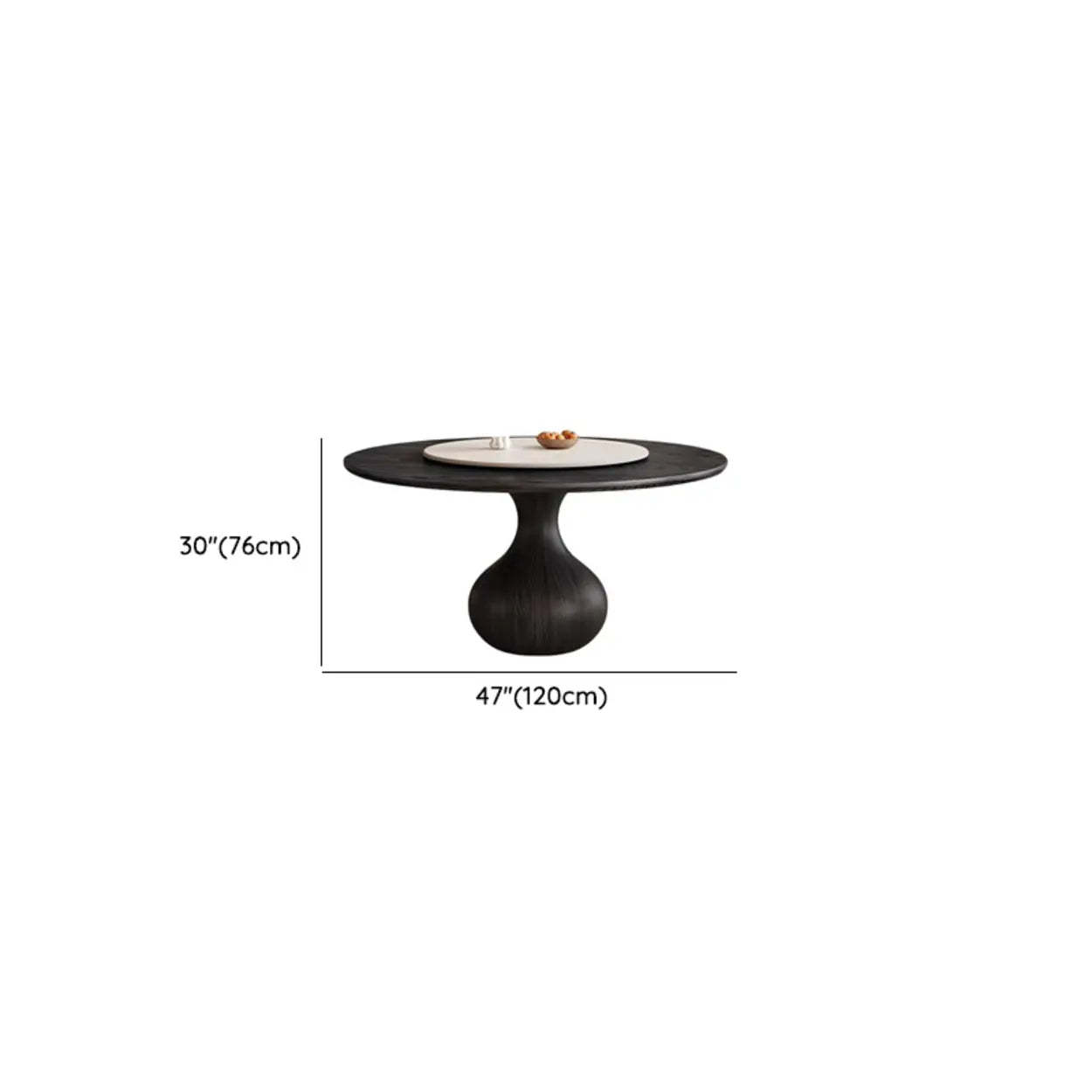 Vintage Black Lazy Susan Round Wood Dining Table