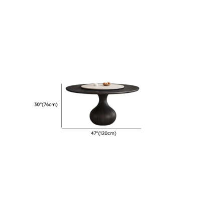 Vintage Black Lazy Susan Round Wood Dining Table