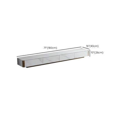 White Stone Rectangular Enclosed Storage TV Stand