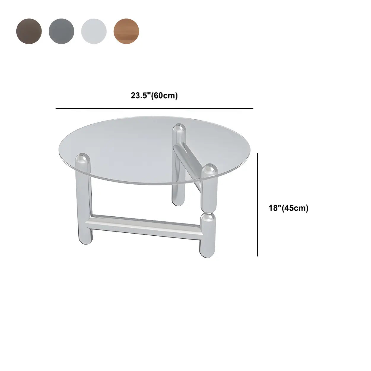 Glass Round Three-Leg Coffee Table — Gray