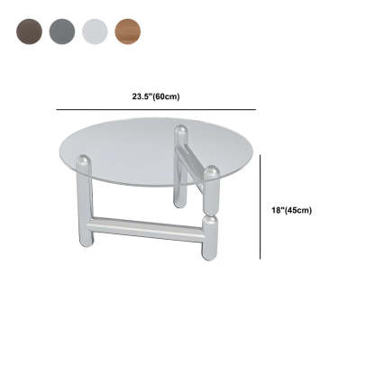 Glass Round Three-Leg Coffee Table — Gray