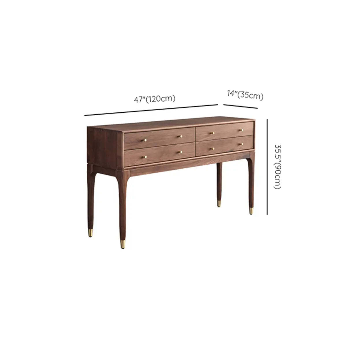 Sepia Rectangular Walnut Entryway Console Table with Drawers