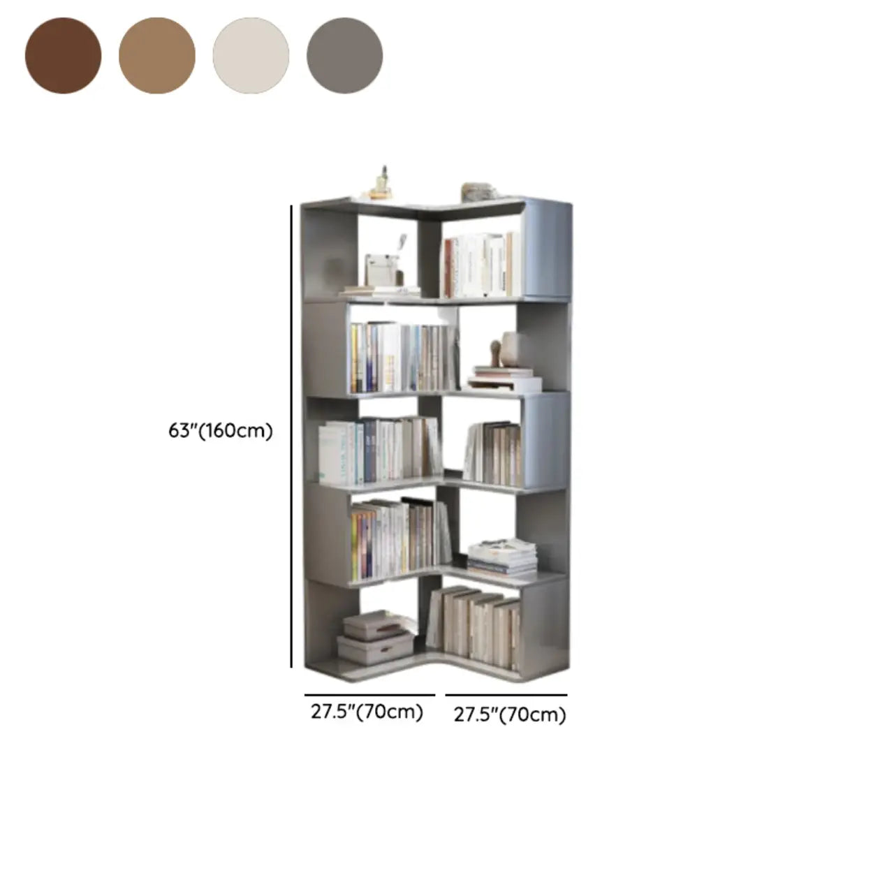 Scandinavian Wood Corner L-Shaped Bookshelf