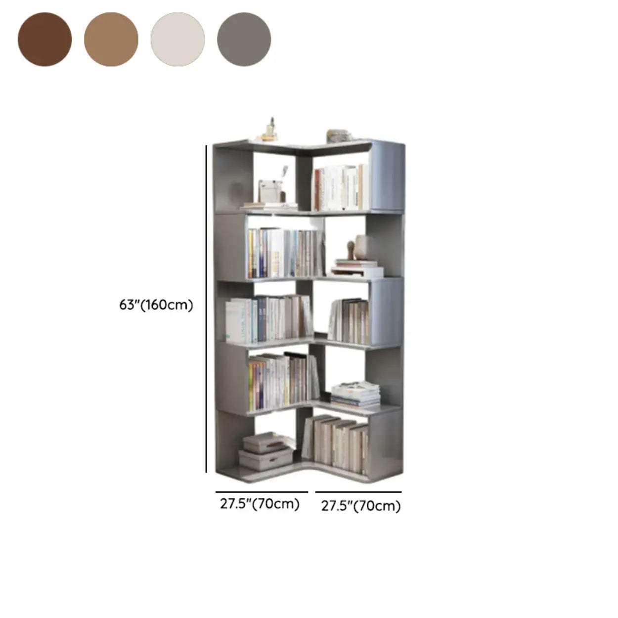 Scandinavian Wood Corner L-Shaped Bookshelf