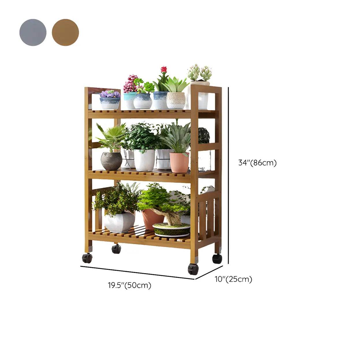 Wood Multi-Tier Plant Stand with Casters