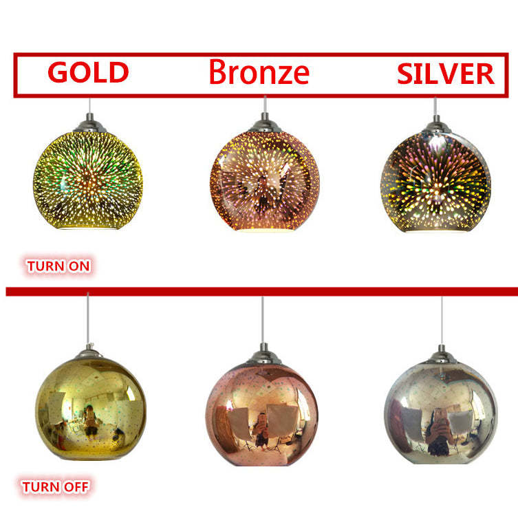 Modern 3D Fireworks Glass Dome Pendant