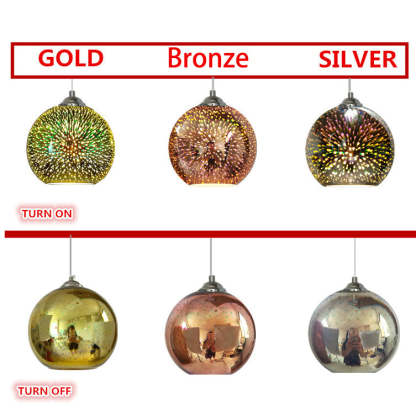 Modern 3D Fireworks Glass Dome Pendant