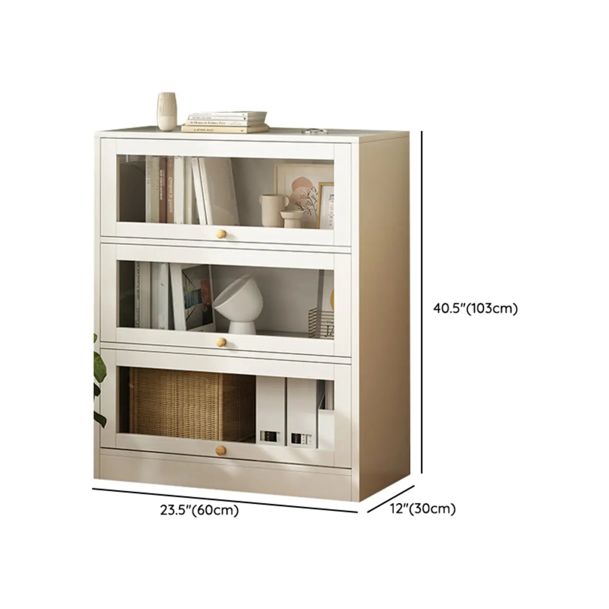 White Rectangular Wood Display Cabinet