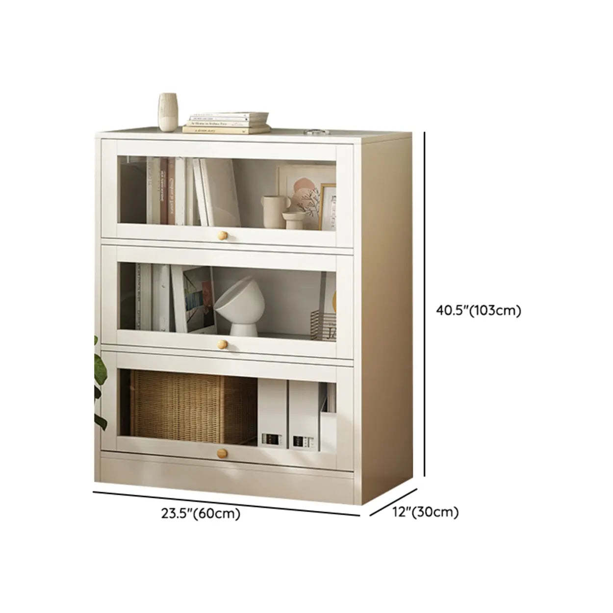 White Rectangular Wood Display Cabinet