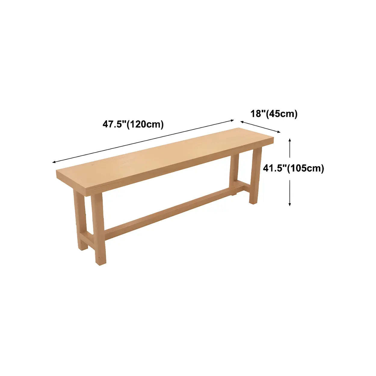Natural Wood Rectangular Bar Table with Footrest — Table Only