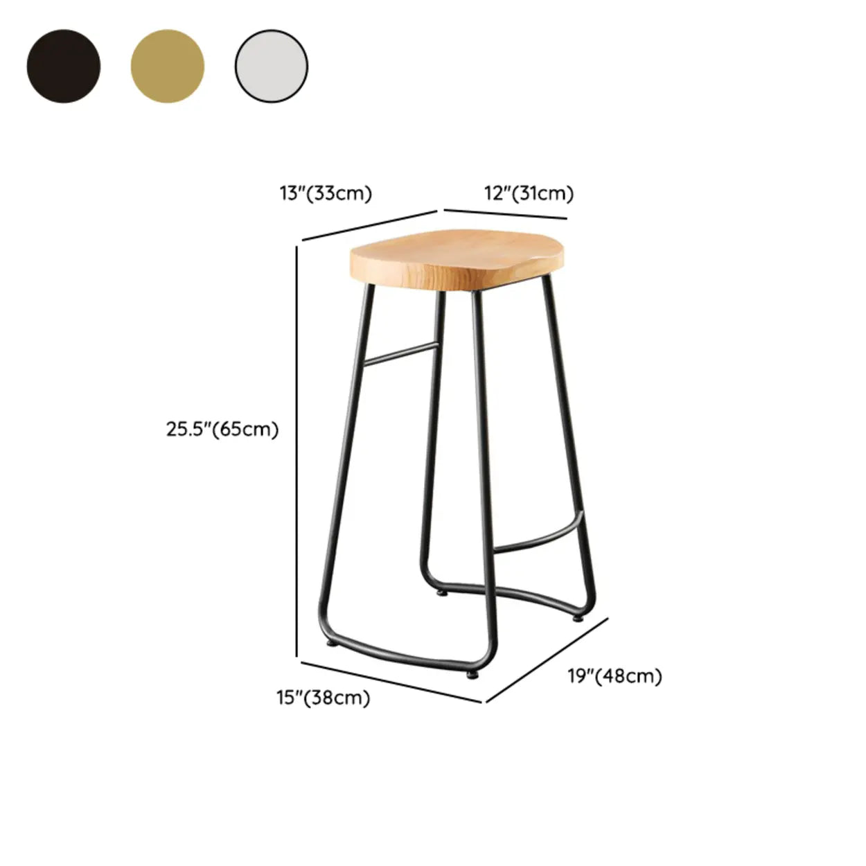 Saddle Wood Backless Sled Bar Stool — Gold / 1 Piece