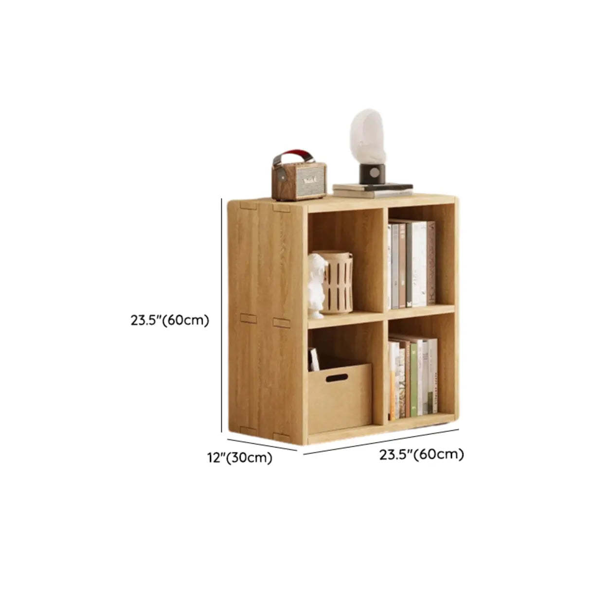Natural Wood Rectangular Display Bookcase