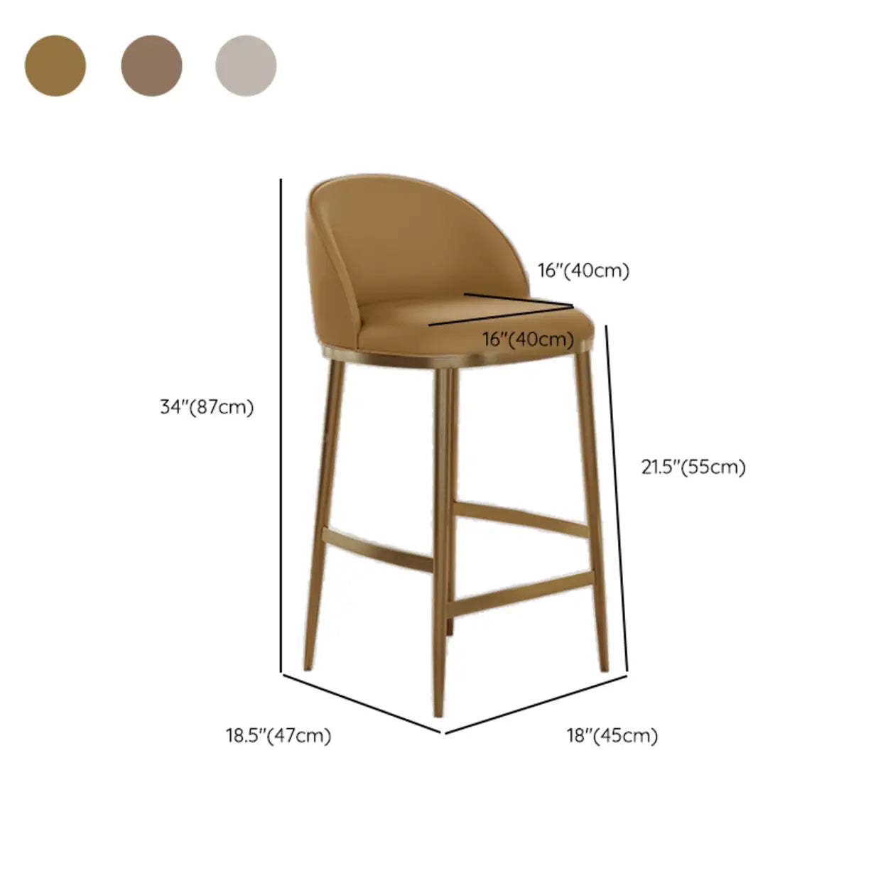 Modern Leather Padded Low Back Counter Bar Stool