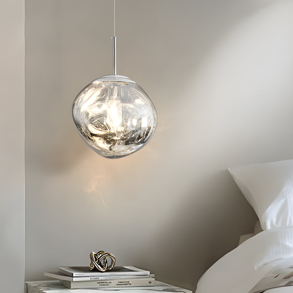 Lava Acrylic Ball Art Modern Hanging Ceiling Light — 15'' / Silver