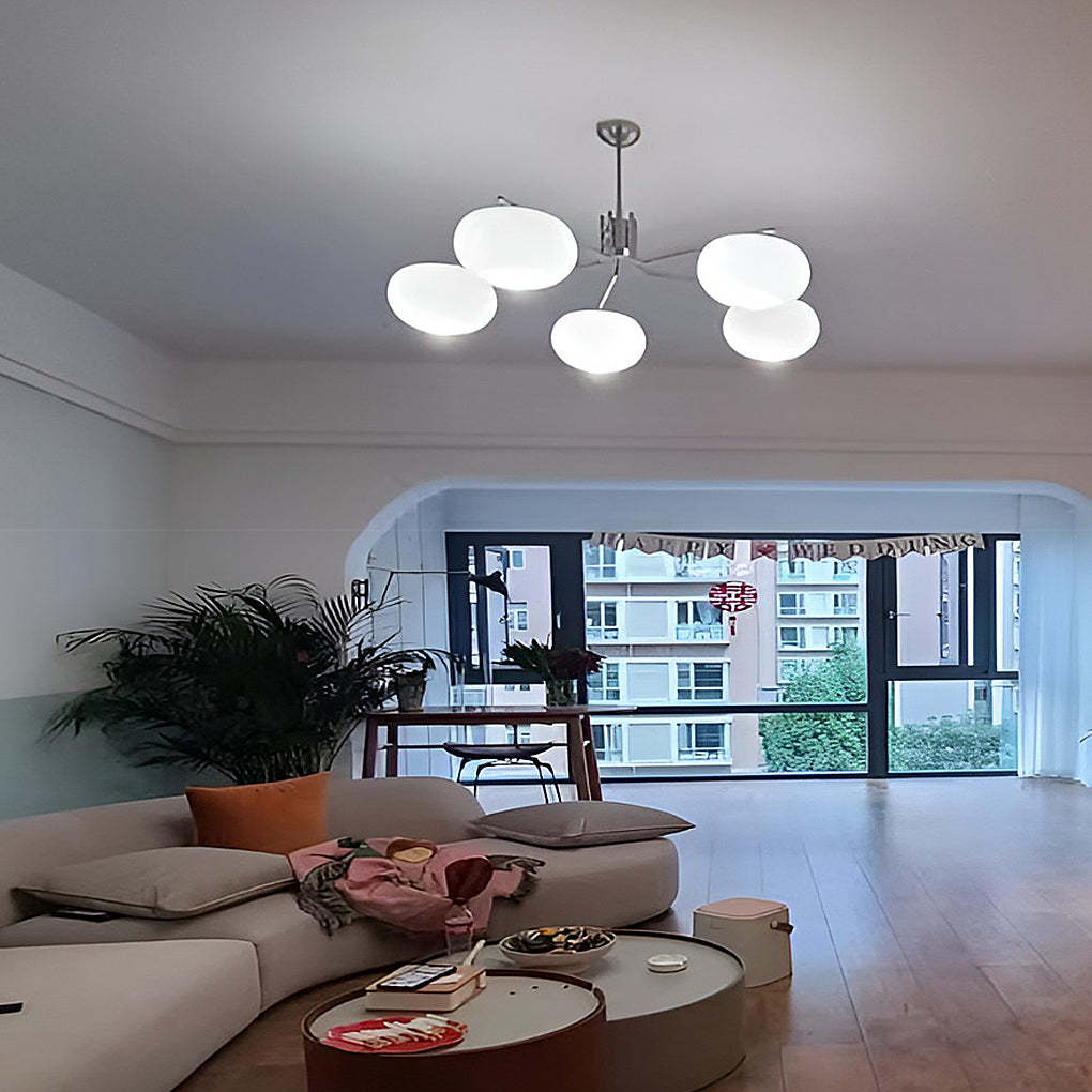 5-Light Glass 3-Step Dimming LED Nordic Pendant Chandelier