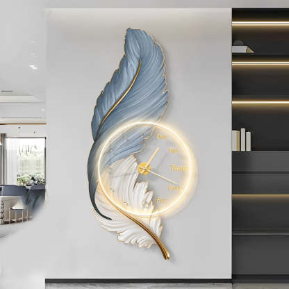 Feathers Painting Acrylic USB DC5V Round Wall Clock Wall Lamp with Remote-Lighom