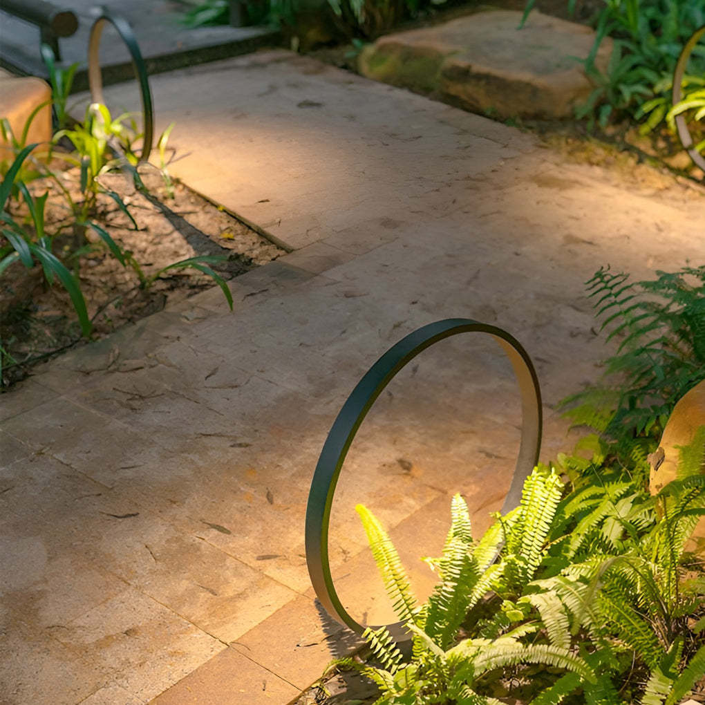 Minimalist Circle Design Waterproof LED Black Modern Pathway Lights-Lighom