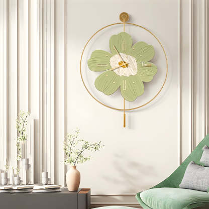 Round Metal Battery Operated LED Flower Wall Clock-Lighom