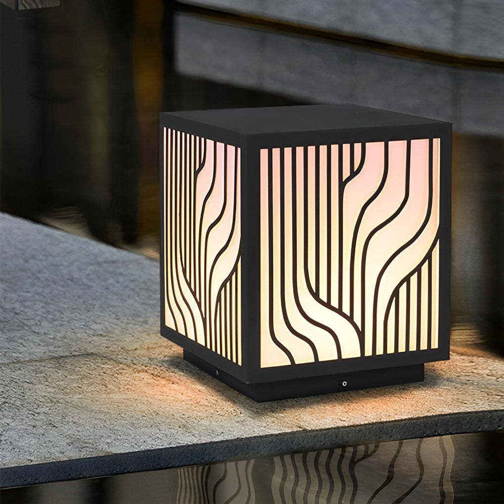 Square Creative LED Waterproof Modern Outdoor Fence Post Lights Pillar Light-Lighom