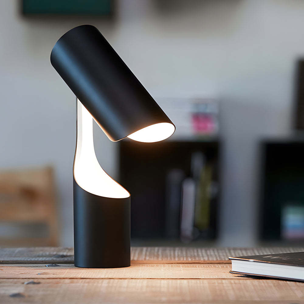 Nordic Black LED Desk Lamp with Adjustable Cylinder Design-Lighom