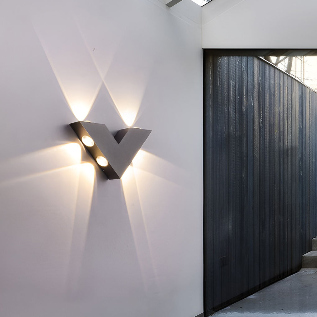 V-shaped Waterproof LED Black Modern Outdoor Wall Lamp Wall Washer Light-Lighom