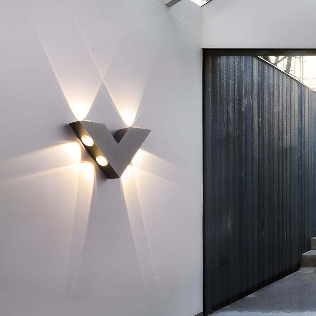V-shaped Waterproof LED Black Modern Outdoor Wall Lamp Wall Washer Light-Lighom
