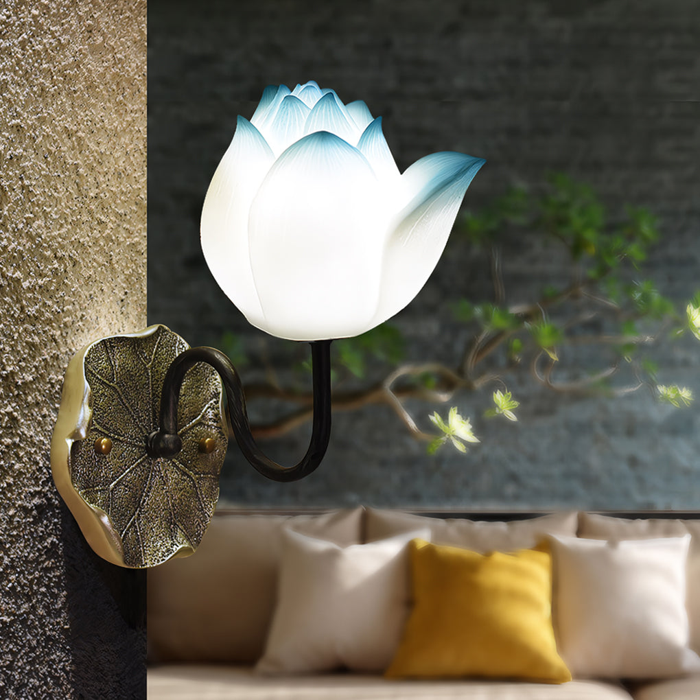 Modern lotus blue resin wall sconces