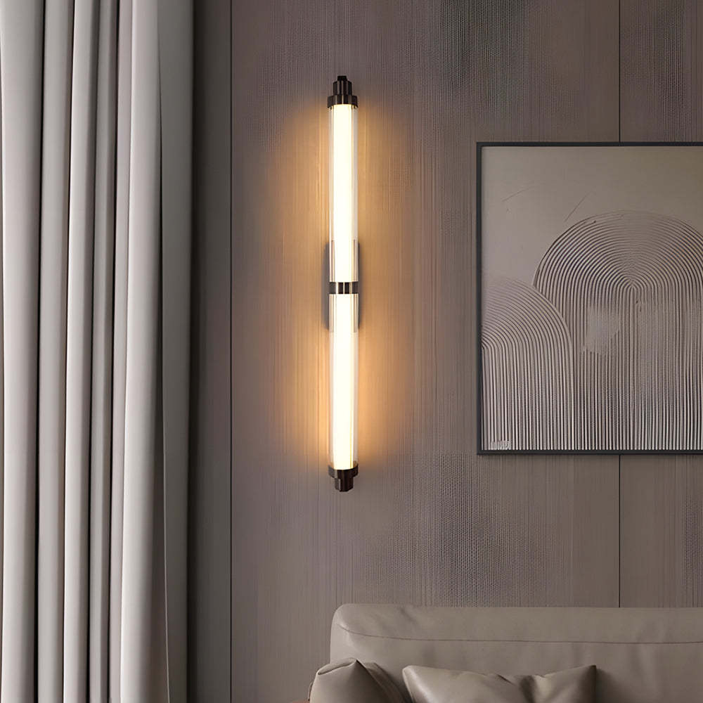 Modern Long Acrylic Tube LED Metallic Indoor Sconce Wall Lamp, 27.55''/35.43-Lighom