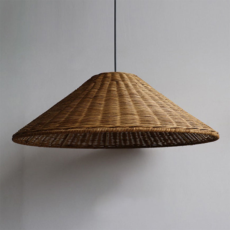 Retro Woven Rattan Cone Pendant Light