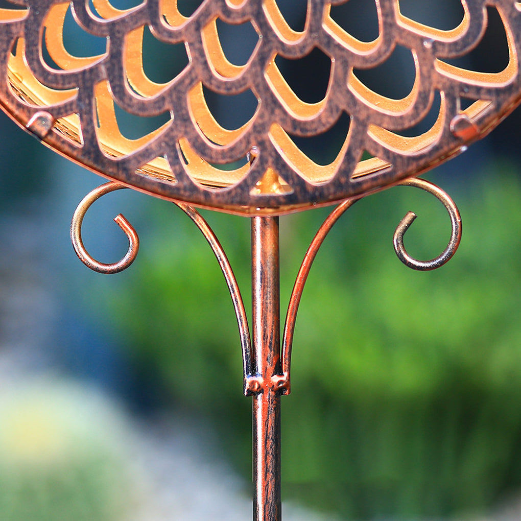 Round Iron Hollow Projection Flowers Screen Waterproof Solar Ground Lights-Lighom