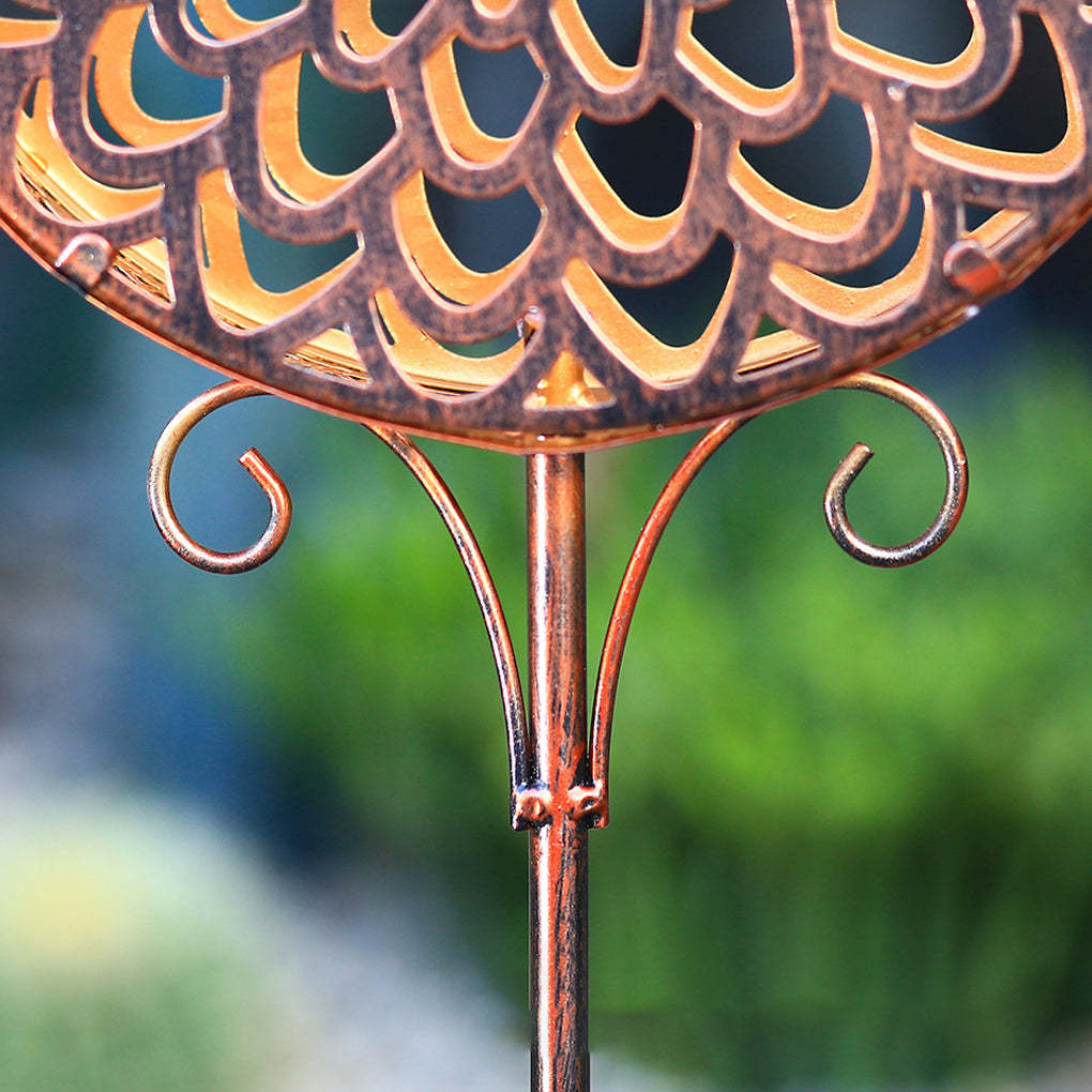 Round Iron Hollow Projection Flowers Screen Waterproof Solar Ground Lights-Lighom
